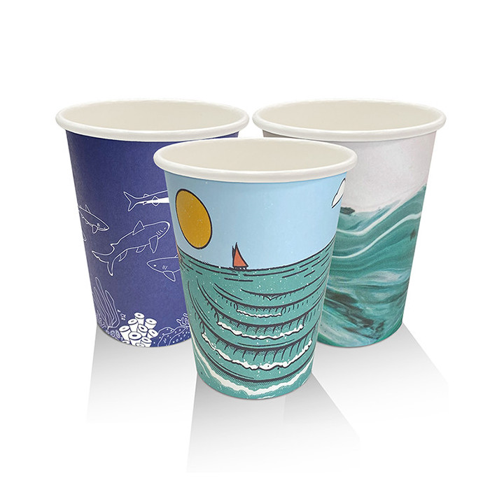 8oz Aqueous Coated Art Series Single Wall Cup - 1000 pcs