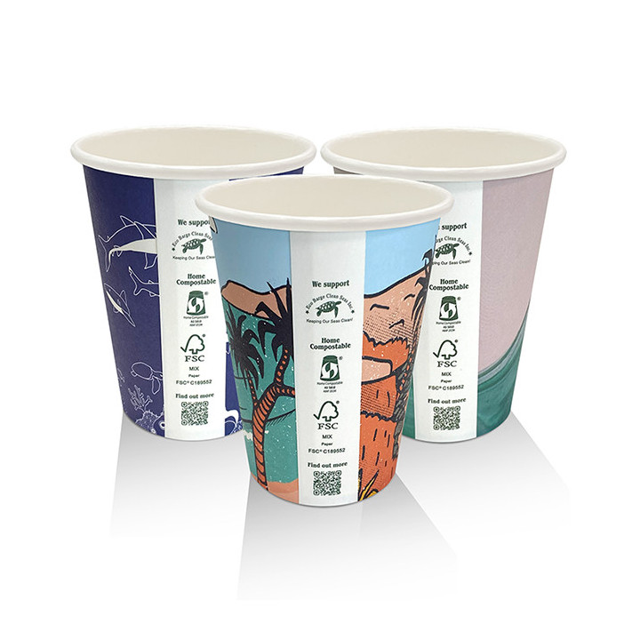 8oz Aqueous Coated Art Series Single Wall Cup - 1000 pcs