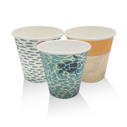 8oz(90mm) Aqueous Coated Art Series Single Wall Cup (Universal Lid) - 1000 pcs