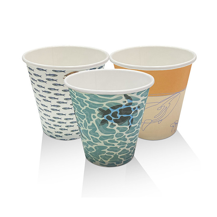 8oz(90mm) Aqueous Coated Art Series Single Wall Cup (Universal Lid) - 1000 pcs