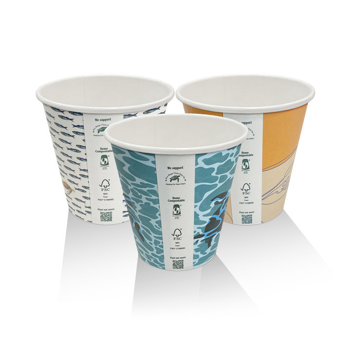 8oz(90mm) Aqueous Coated Art Series Single Wall Cup (Universal Lid) - 1000 pcs