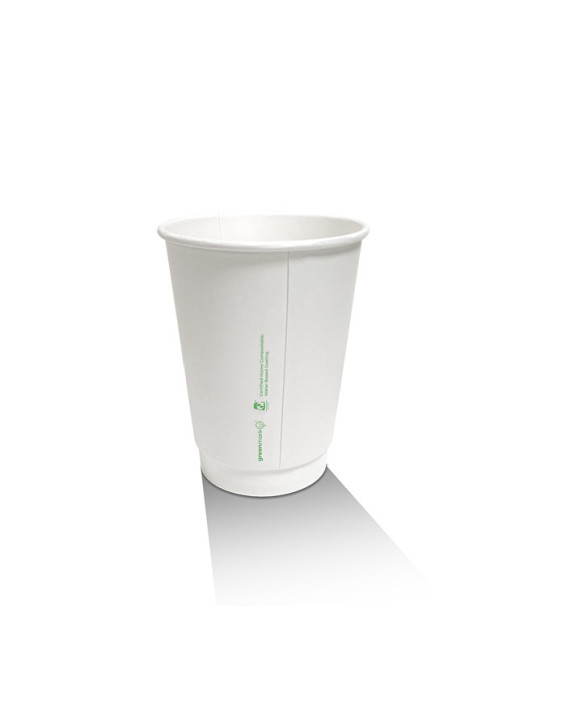 12oz Aqueous Coated White Double Wall Cup - 500 pcs