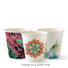 6oz Coffee Cup BioPlastic Single Wall Art Series - Fits Small Lids - 1000 pcs