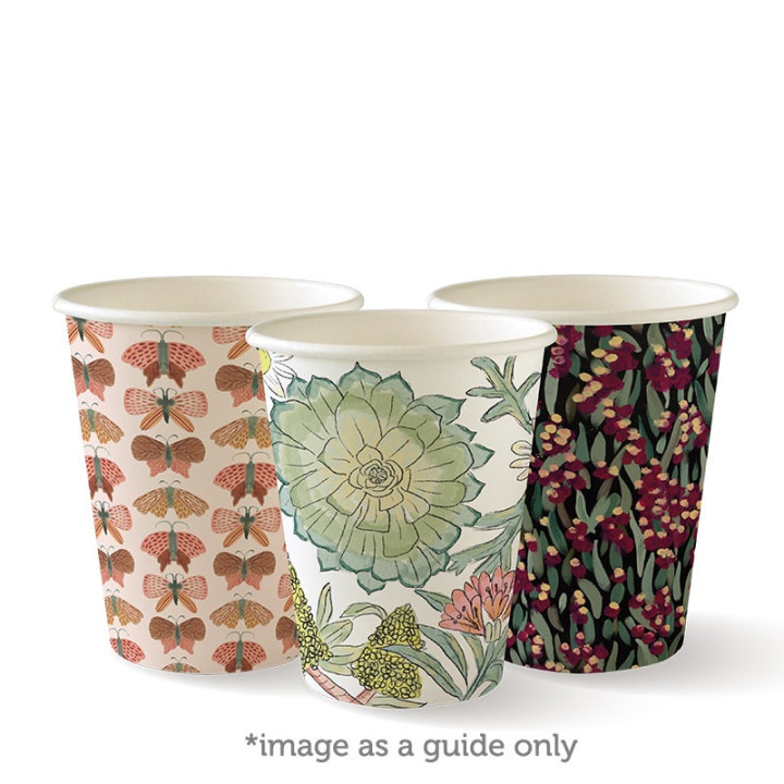 8oz Single Wall Bio Coffee Cup Art Series  1000 pcs