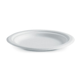 7" Round Plate - Sugarcane Biodegradable White  1000 pcs