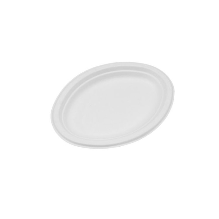 Large Oval Sugarcane Bagasse Plate  500 pcs
