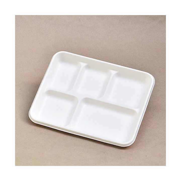 5 Compartment Sugarcane Bagasse Plate  500 pcs