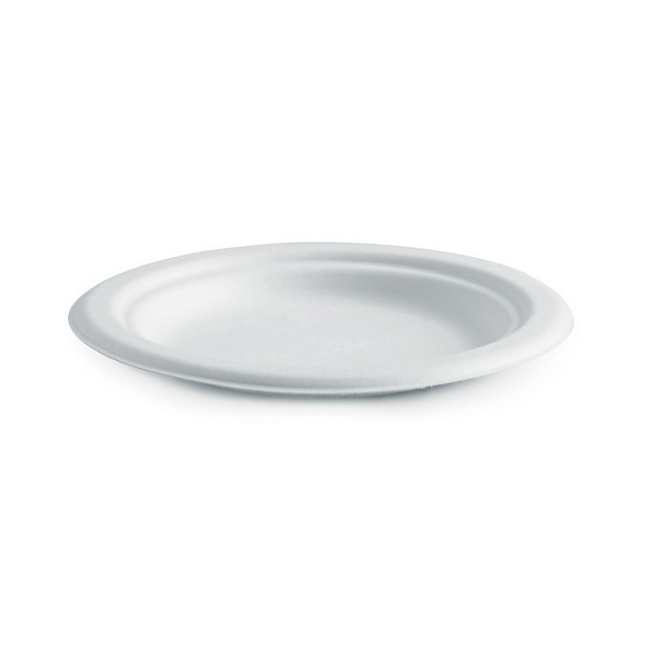6" Round Plate - Sugarcane Biodegradable White  1000 pcs