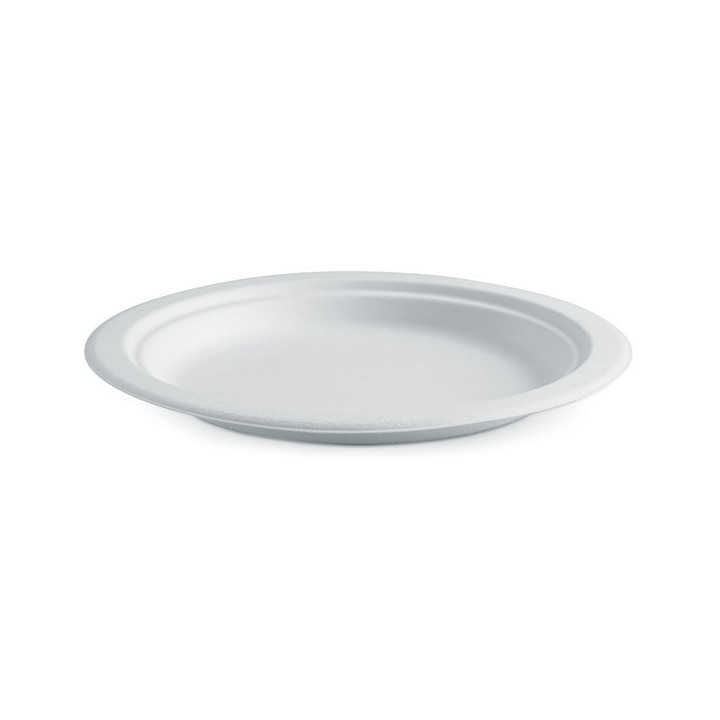9" Round Plate - Sugarcane Biodegradable White  500 pcs