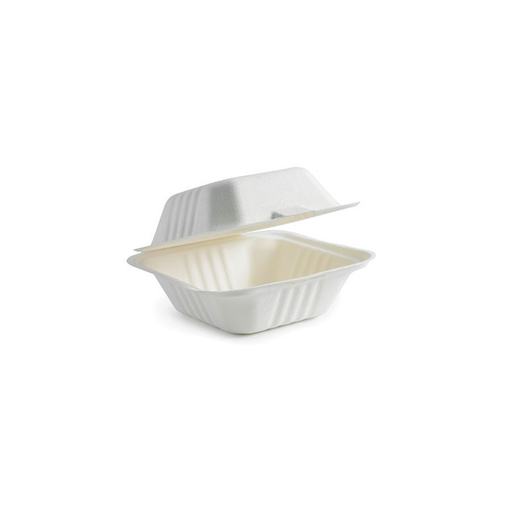 6x6x3" Clamshell Sugarcane Bio White  500 pcs