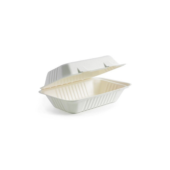 9x6x3" Clamshell Sugarcane Bio White  250 pcs