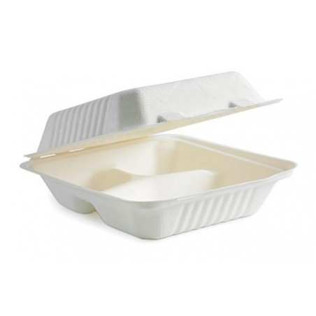 7.8x8x3" 3 Compartment Clamshell Bio White  200 pcs