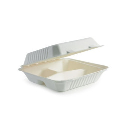 9x9x3" 3 Compartment Clamshell Bio White  200 pcs