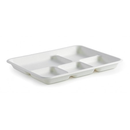5 Compartment Bio Tray - 260x209x25mm - White  500 pcs