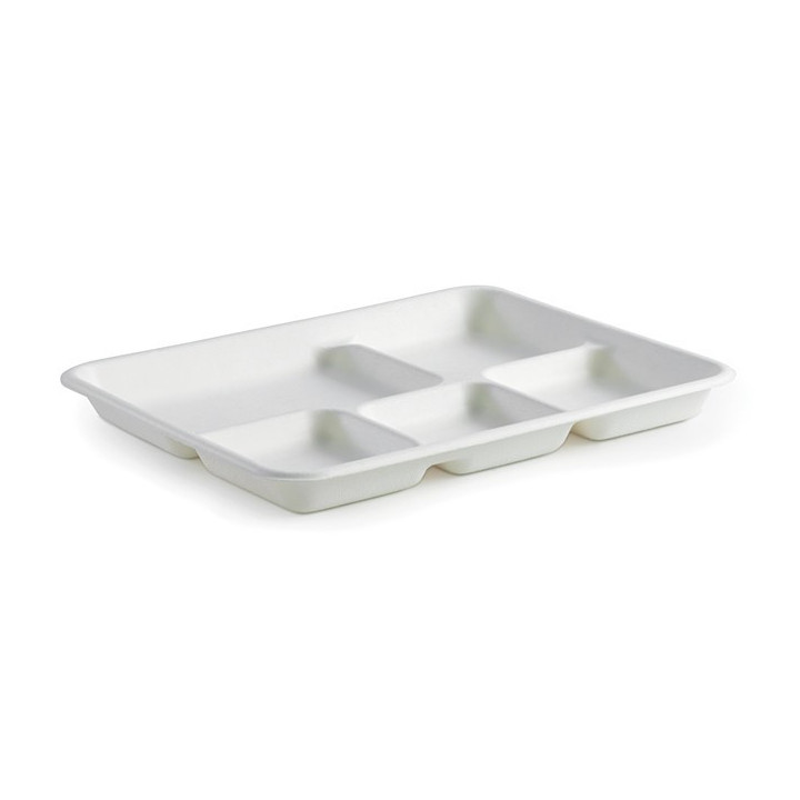 5 Compartment Bio Tray - 260x209x25mm - White  500 pcs
