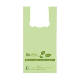 8L Bioplastic Checkout Bag - 20 blocks of 100 - Green  2000 pcs