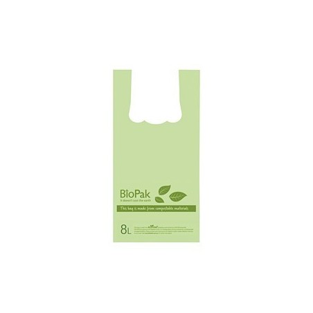 8L Bioplastic Checkout Bag - 20 blocks of 100 - Green  2000 pcs