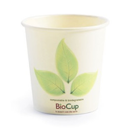 4oz Single Wall Bio Coffee Cup Leaf White  2000 pcs