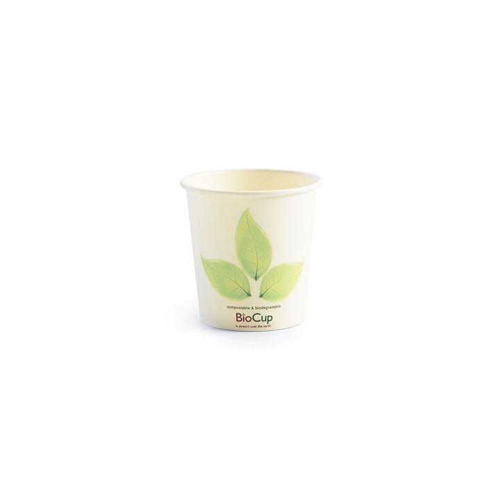 4oz Single Wall Bio Coffee Cup Leaf White  2000 pcs