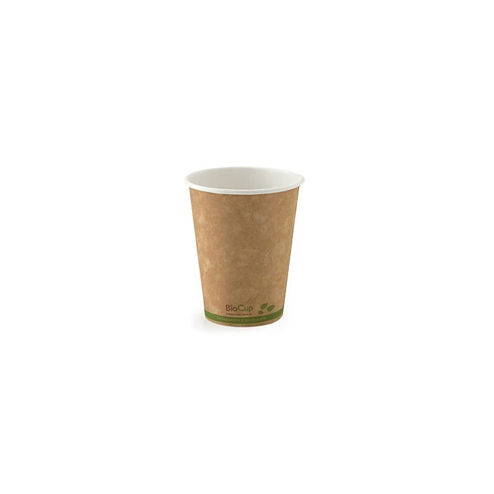 8oz Single Wall Bio Coffee Cup Leaf Kraft  1000 pcs