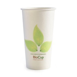 16oz Single Wall Bio Coffee Cup Leaf White  1000 pcs