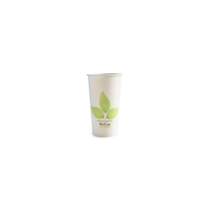 16oz Single Wall Bio Coffee Cup Leaf White  1000 pcs