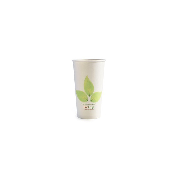 16oz Single Wall Bio Coffee Cup Leaf White  1000 pcs