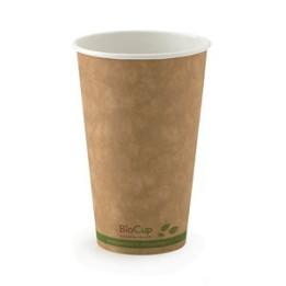16oz Single Wall Bio Coffee Cup Leaf Kraft  1000 pcs