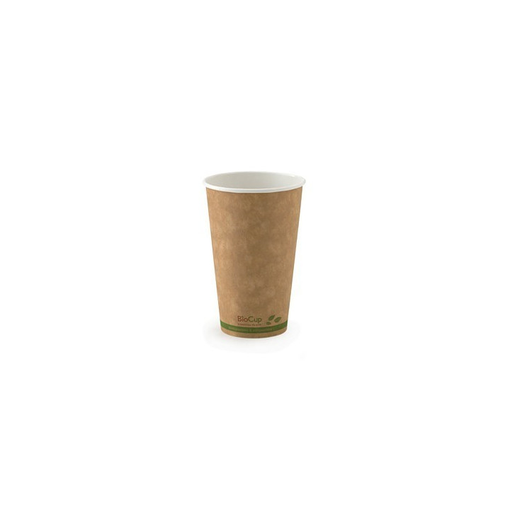 16oz Single Wall Bio Coffee Cup Leaf Kraft  1000 pcs