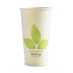 20oz Single Wall Bio Coffee Cup Leaf White  500 pcs