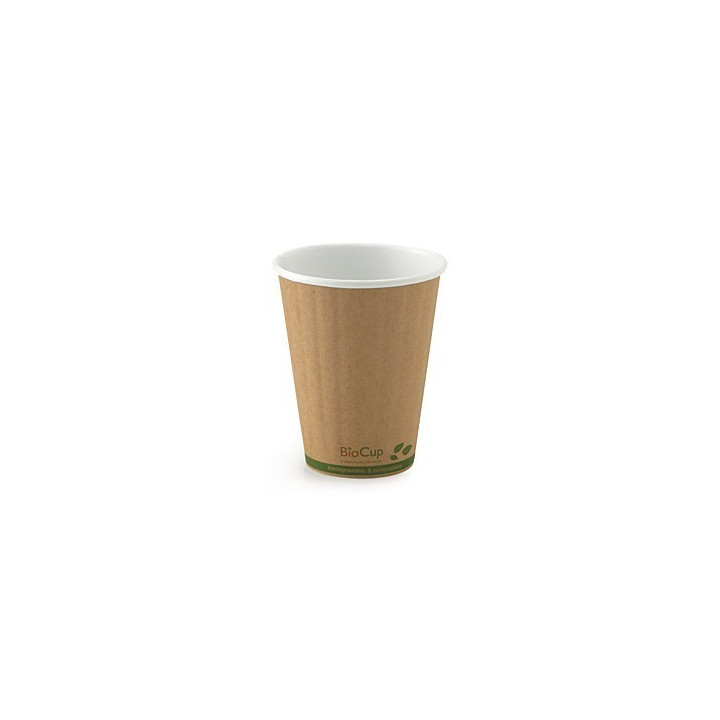 8oz Double Wall Bio Coffee Cup Leaf Kraft  1000 pcs