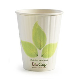 12oz Double Wall Bio Coffee Cup Leaf White  1000 pcs