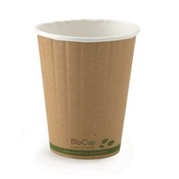 12oz Double Wall Bio Coffee Cup Leaf Kraft  1000 pcs