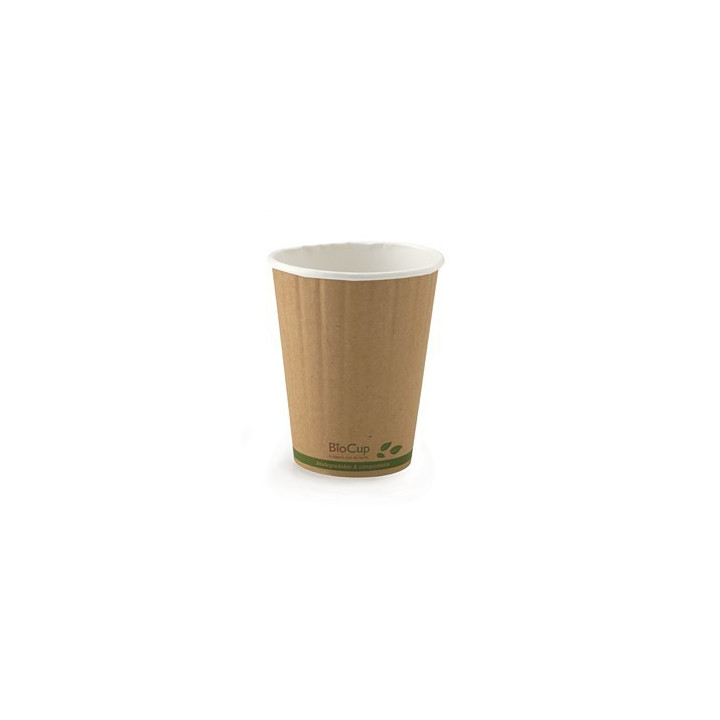 12oz Double Wall Bio Coffee Cup Leaf Kraft  1000 pcs