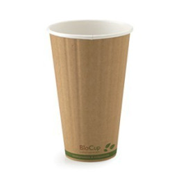 16oz Double Wall Bio Coffee Cup Leaf Kraft  600 pcs