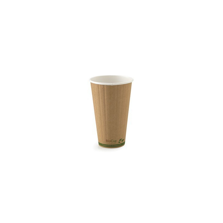 16oz Double Wall Bio Coffee Cup Leaf Kraft  600 pcs