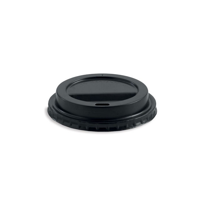 Lid for 6 8 10 & 12oz (80mm) BioPak Cup PS Black  1000 pcs