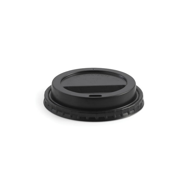 Lid for 8 (90mm)12 16 & 20oz BioPak Cup PS - Black  1000 pcs