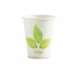 6oz Single Wall Bio Coffee Cup Leaf White  1000 pcs