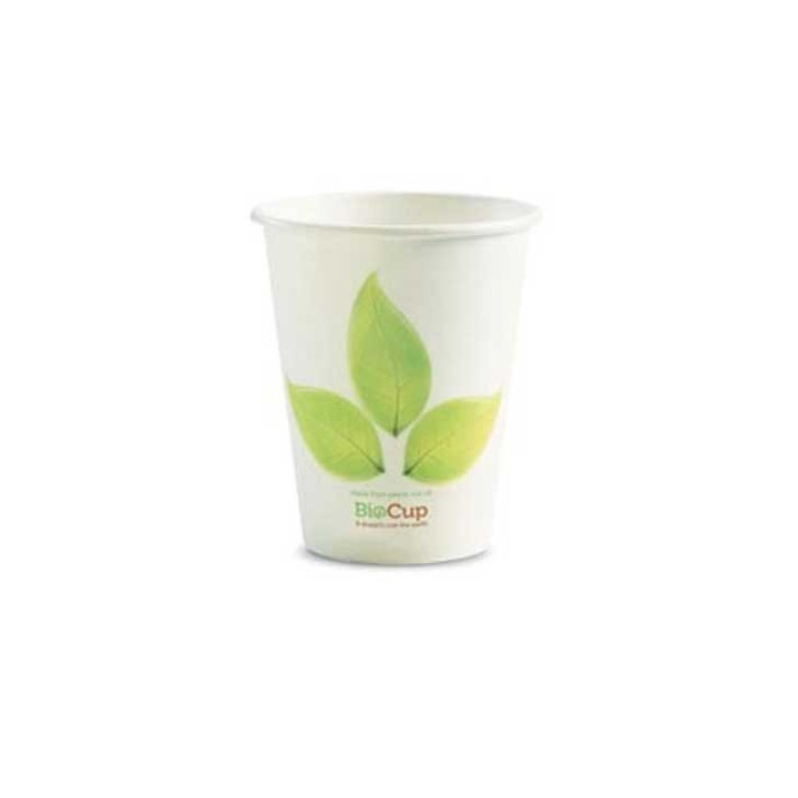 6oz Single Wall Bio Coffee Cup Leaf White  1000 pcs