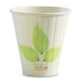 8oz (90mm) Double Wall Bio Coffee Cup Leaf White  1000 pcs