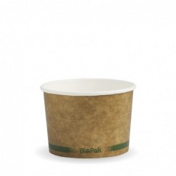 8oz bowl - BioPak branded Kraft Green Stripe - 1000 pcs