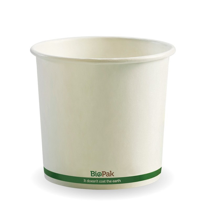 24oz bowl - BioPak branded White Green Stripe - 500 pcs