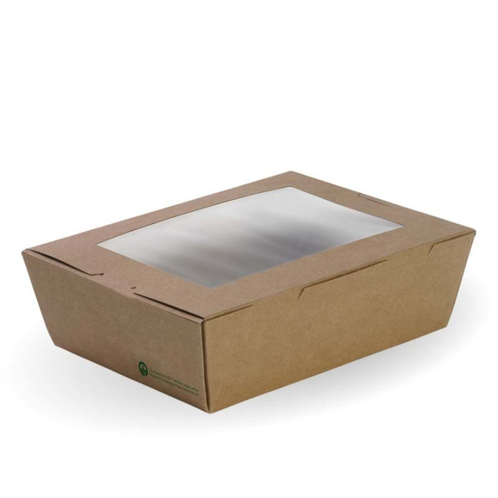 Large lunch box with window - 197 x 140 x 64mm - FSC Certified - 200 pcs