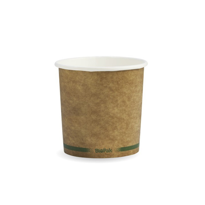 24oz PaperCup Bowl KRAFT Green Stripe BioPak - 500 pcs