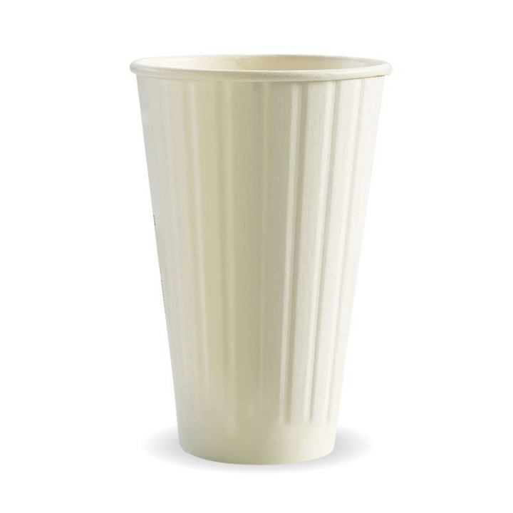 16oz Coffee Cup BioPlastic Single Wall WHITE - Fits Large Lids - 600 pcs