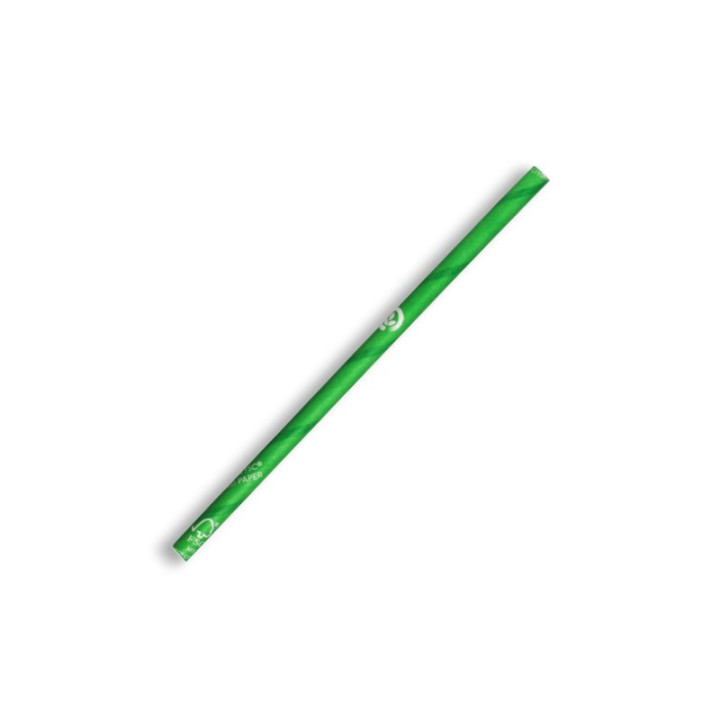 Compostable Paper Straw Cocktail 4.5x120mm - Green  2500 pcs