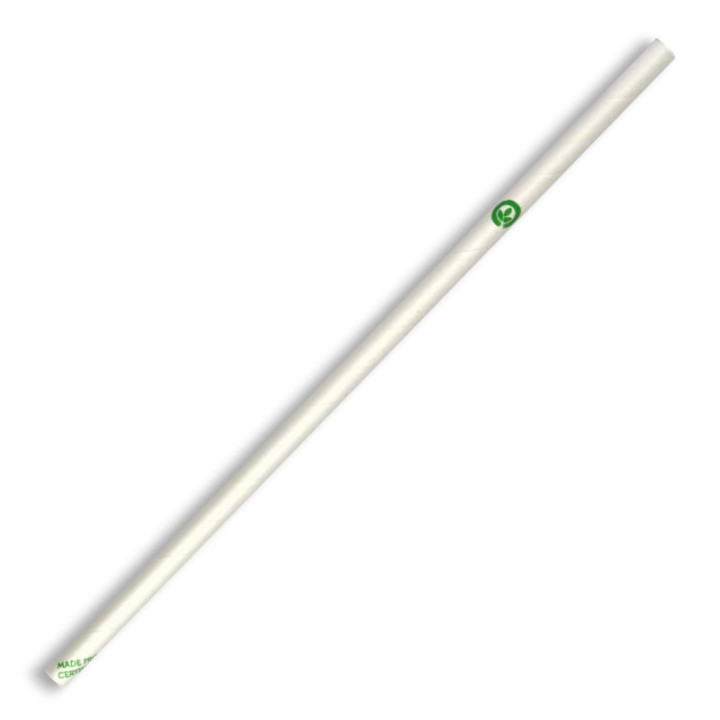 Compostable Paper Straw Regular 6x197mm - White  2500 pcs