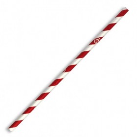 Compostable Paper Straw Regular 6x197mm - Red Stripe  2500 pcs