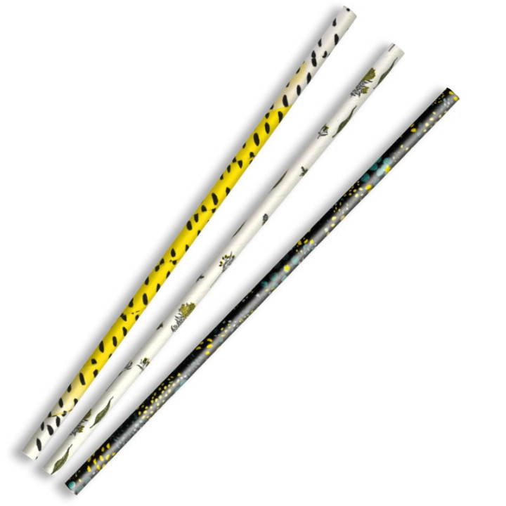 Compostable Paper Straw Regular 6x197mm - Art Series  2500 pcs